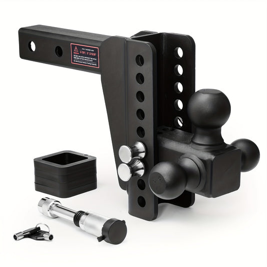[Durable] Heavy-Duty Adjustable Trailer Hitch with Triple Ball Mount (1-7/8", 2", 2-5/16" Receivers) - Fit, Anti-Theft Locking Pins, Powder-Coated Metal, Ideal for RVs, Boats, and Trailers up to 12, 500 lbs GTW