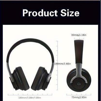 Wireless Headphones, Portable Over Ear Headphones 24 Hours Playtime, With Mic, Clear Calls, FM Radio, Soft-Earpads, LED Light, Support TF Card Play And 3.5MM AUX Cable Wired Connection, Foldable For Travel Home Office Cellpho