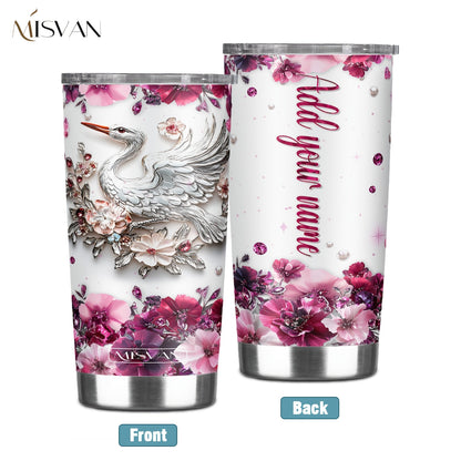 1pc Customized Name Stainless Steel Tumbler | 20oz/22oz/40oz Insulated Water with Lid, Reusable, Round Shape, 304 Stainless Steel, Ideal for Easter, Thanksgiving, Father'S Day, Mother'S Day, Graduation, White Diamond Butterfl