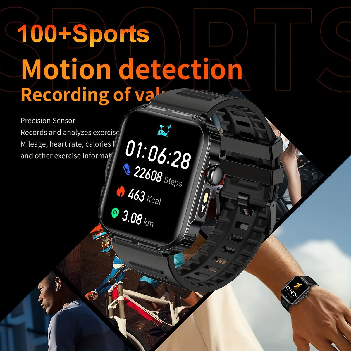 COIUSOR Men'S Smartwatch with LED Flashlight, IPX7, Wireless Calling & SMS Alerts, 2.02" HD Large Screen, Sports Mode, Zinc Alloy, Compatible with for iphone/Android, USB Rechargeable, Sporty Watch Design, Robust Strap Qualit
