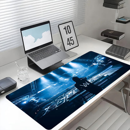 Alan Walker Poster Gaming & Music Desk - Non-Slip Rubber Base & -Slip Surface, Starry Night Design with Iconic DJ/Producer Silhouette, Durable Computer Mouse Pad for Home Office, PC, Laptop for Fans