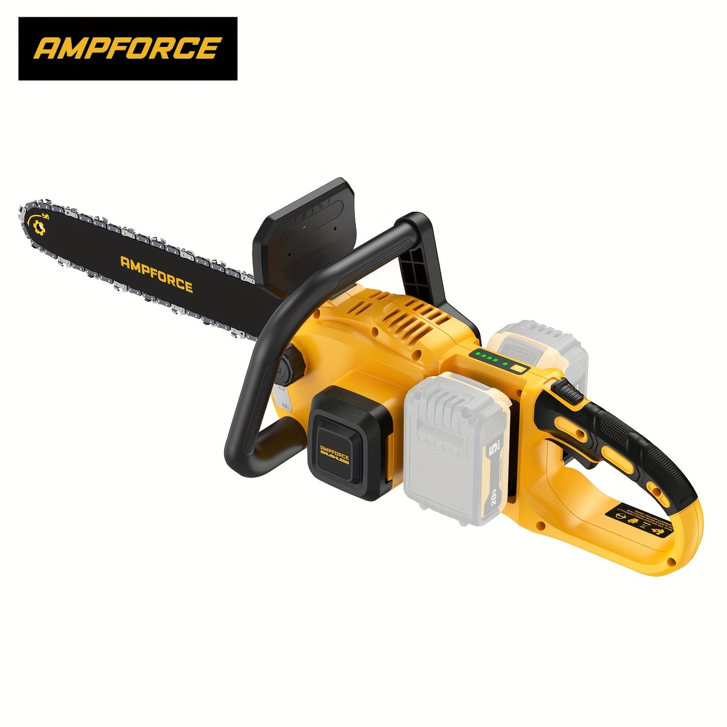 AMPFORCE 16-Inch Brushless Chainsaw 36V, Compatible With DewaIt Battery, Brushless Motor 8000RPM, Chains Brake, Auto Lubrication, Compact Design, Ideal For Efficient Wood/Tree Cutting And Pruning, Bare Tool (Without Battery)