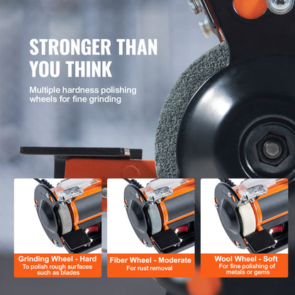 VEVOR Bench Polisher & Buffing Machine for Metal/Jewelry/Wood - With Wool & Abrasive Wheels, 100 Tools, 3590RPM