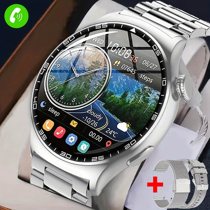 Coiusor new Men's business smart watch 1.53 inches, mobile phone sync information, wireless call, IP68 waterproof 100+ sports modes, outdoor sports fitness tracker, three watch bands, Men's gifts can connect to iPhone and And