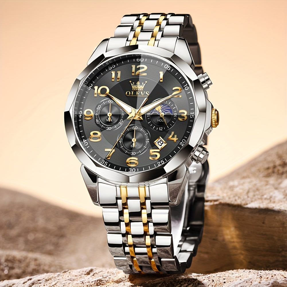 OLEVS Watches For Men Analog Quartz Dress Business Watch Day Date Stainless Steel Classic Casual Luxury Luminous Male Wrist Watches Golden/black/blue/white