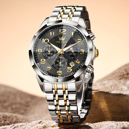 OLEVS Watches For Men Analog Quartz Dress Business Watch Day Date Stainless Steel Classic Casual Luxury Luminous Male Wrist Watches Golden/black/blue/white