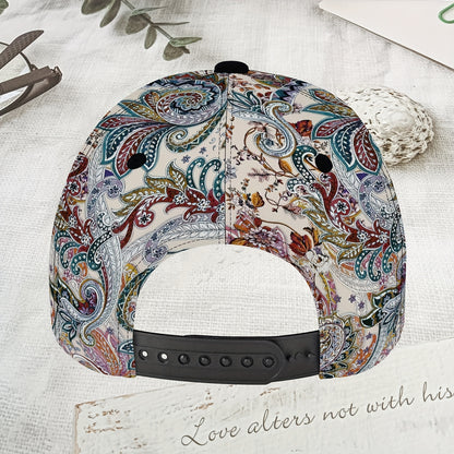 Paisley-Floral Baseball Cap - Adjustable Snapback Lightweight Breathable Unisex Hat for Sports, Travel & Outdoor Activities - Machine Washable Glamorous Style Sun Hat - Perfect Holiday Gift