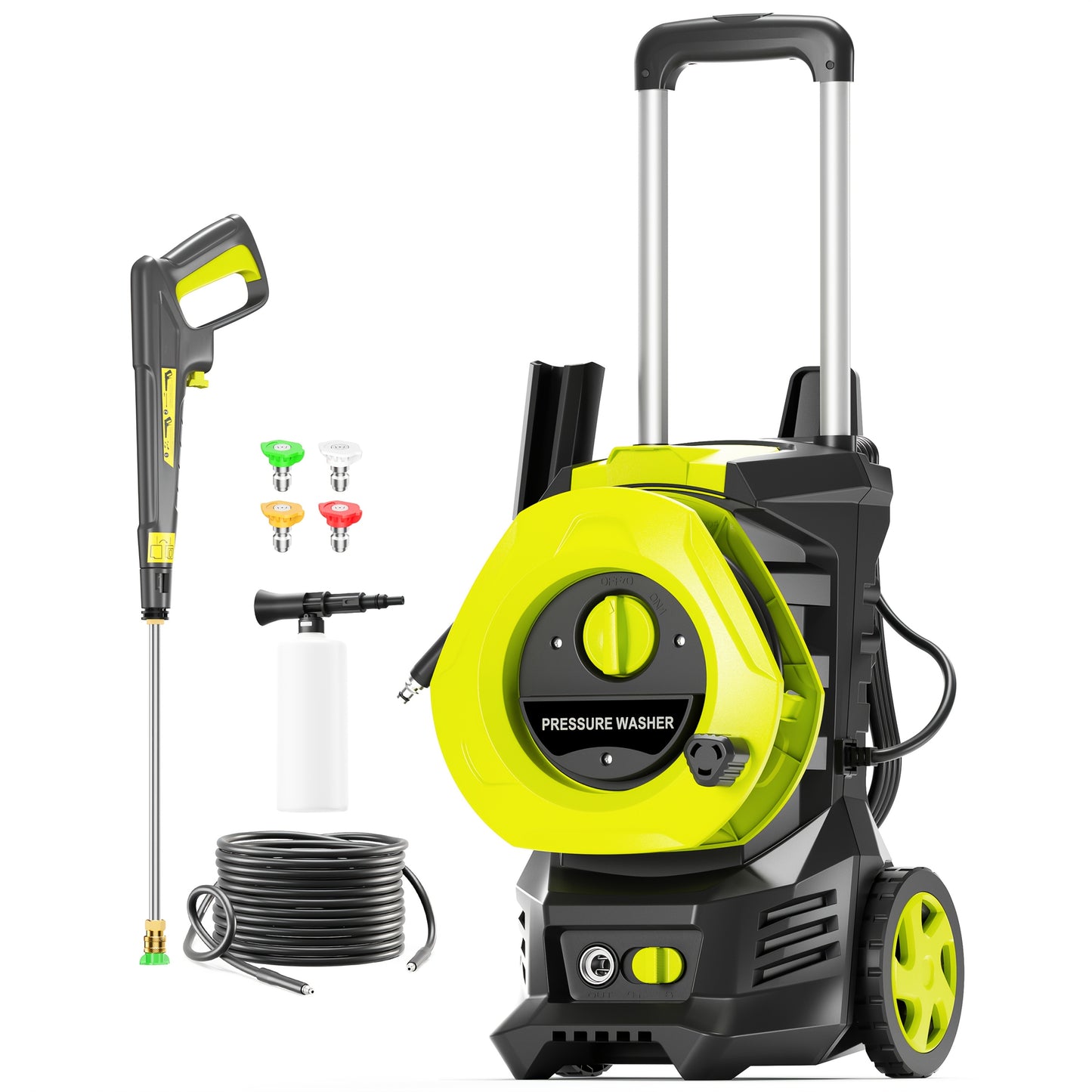 Electric Pressure Washer With 25FT Hose, 4 Nozzles & Foam Cannon - 4800PSI MAX 2.8 GPM Power Washer For Cars, Fences, Patio - US Plug, Metal Construction, Fence Cleaning | Robust Outdoor Tool, Pressure Washer Accessories, Blu
