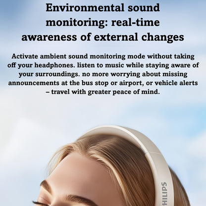 [ANC Wireless Headphones] Philips Wireless Bluetooth Headphones with ANC Hybrid Active Noise Cancelling | Over-Ear HiFi Surround Sound, 80 Hours Playtime, Five ENC Noise Cancelling, for iPhone and Android