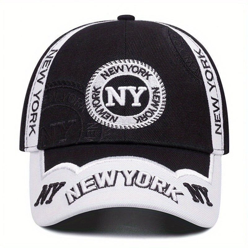 2pcs One Hat Plus One Necklace Men's Outdoor Full-Print Tactical Camouflage NY Pattern Baseball Cap and Faith Bar Pendant, Suitable for Climbing, Cycling Accessories, Christmas Party