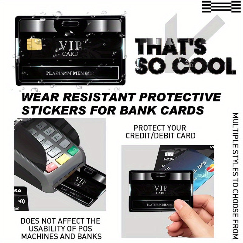 4 Business Style "VIP" Fashion Card Decorative Stickers - Bank Card Privacy Light Beige Protectors - for Credit Cards, Debit Cards - Cool Party Decorations and Unique Gifts