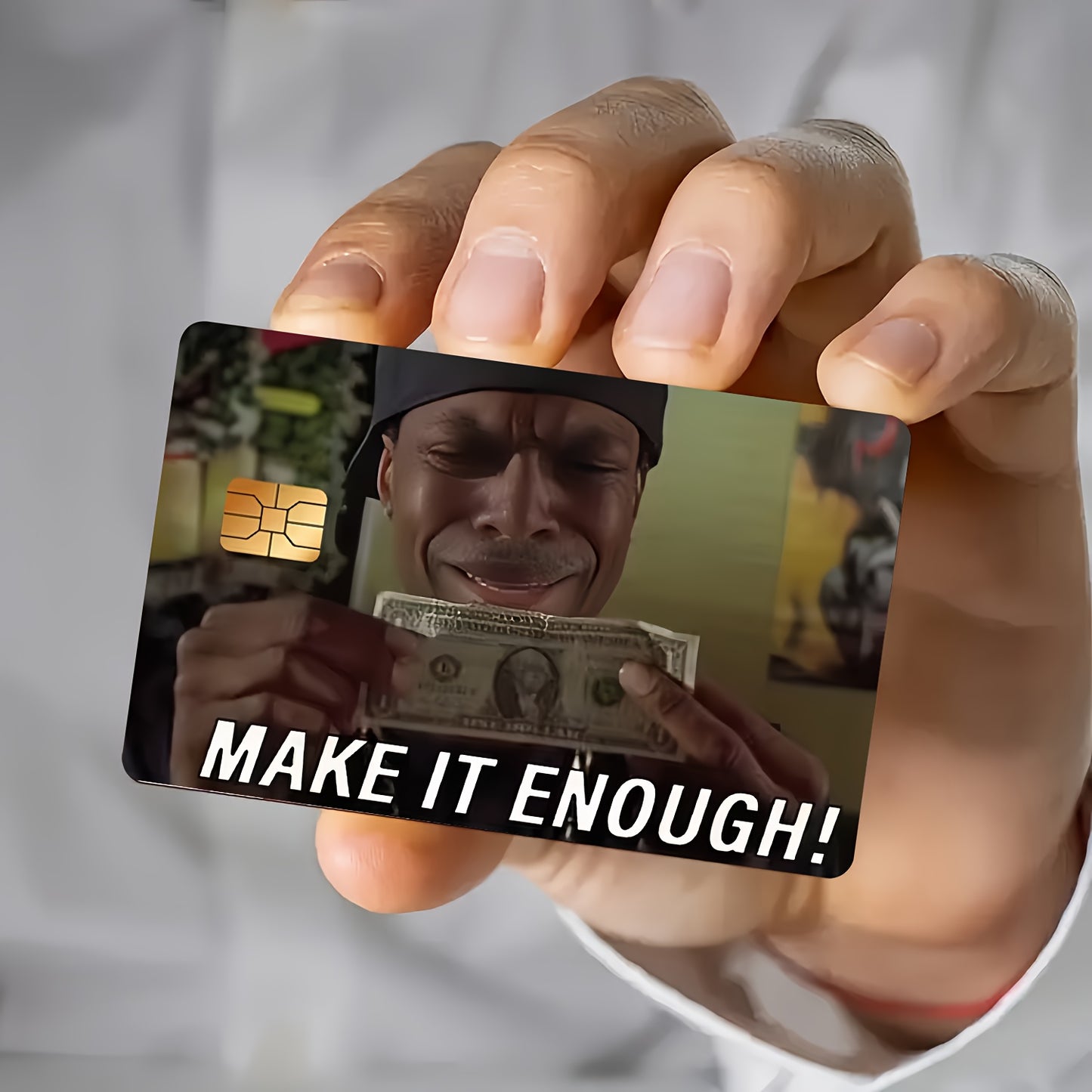 MAKE IT ENOUGH! Fun Waterproof Stickers for Credit Card Beige Covers, Ultra-Thin, High-Quality, Scratch-Resistant, Suitable for Credit Cards, Bank Cards, Bus Cards, Removable Self-Adhesive for Most Cards, Ideal Gift for Frien