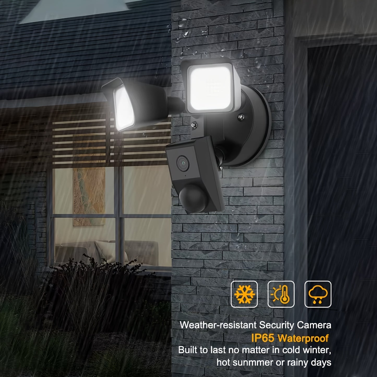 SUNAOK LED Smart Security Camera, 27W, 2300 Lumens, 5700K, IP65, 3 MegaPixel, HD Live View, 393.7inch Infrared Night Vision, Supports Two-way Voice & Human Shape Detection & CloudStorage, Enhanced Motion Detection, Built-in S