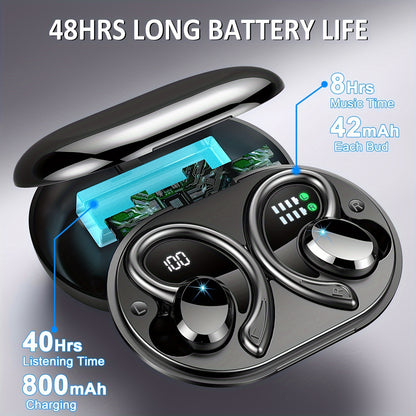 q38 Wireless Earbuds Sports Earbuds, 2024 Wireless 5.3 Earbuds 3D High Fidelity Stereo Headworn Earbuds, 48 Hour Earloop Earbuds with Noise Reduction Microphone, Suitable for Exercise/Running/Gym