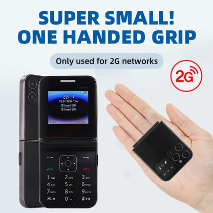Innovative Mini Pocket Phone | Lightweight, Dual-Sim, Long Standby Time, 2G Network, Multi-Language Support, Foldable Design, Basic Communication Features, Android Os, Battery, Usb Type-C Charging