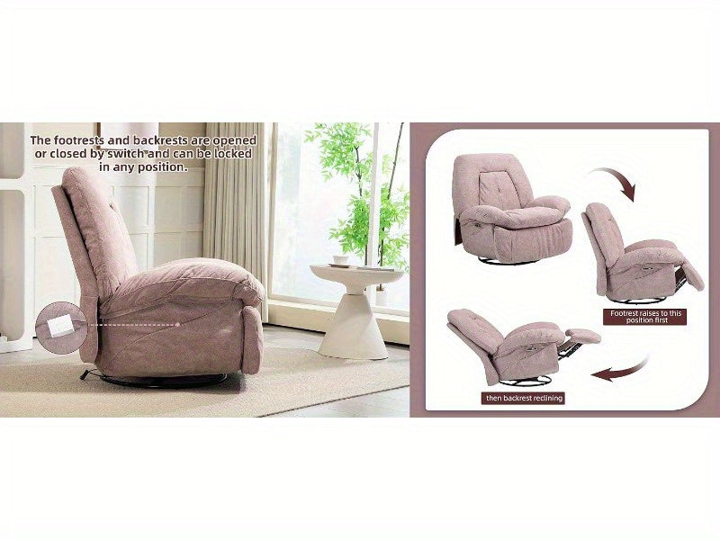 Electric Massage Recliner Chair with Heat - 360° Swivel & Rocking Recliner w/ USB Charging & Storage Pocket(for Christmas Gift)
