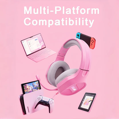 Colusi Wired Gaming Headset with Microphone, PS4/PS5/Xbox/Switch/Laptop Compatible, Low Latency Surround Sound, Noise Isolating Closed-Back Headphones, - Plug & Play, Volume Control & Adjustable Headband for PC Gaming