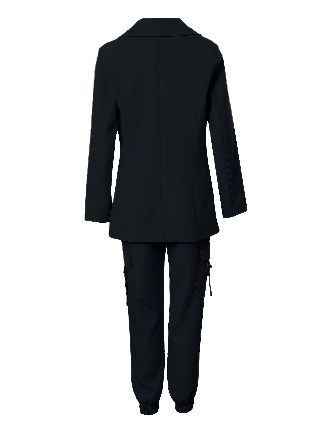 2025 Spring and Autumn Fashion Women's Solid Color Temperament Casual Suit Jacket + Elastic Waist Cuff Pants Set Commuter All-match Two-piece Set