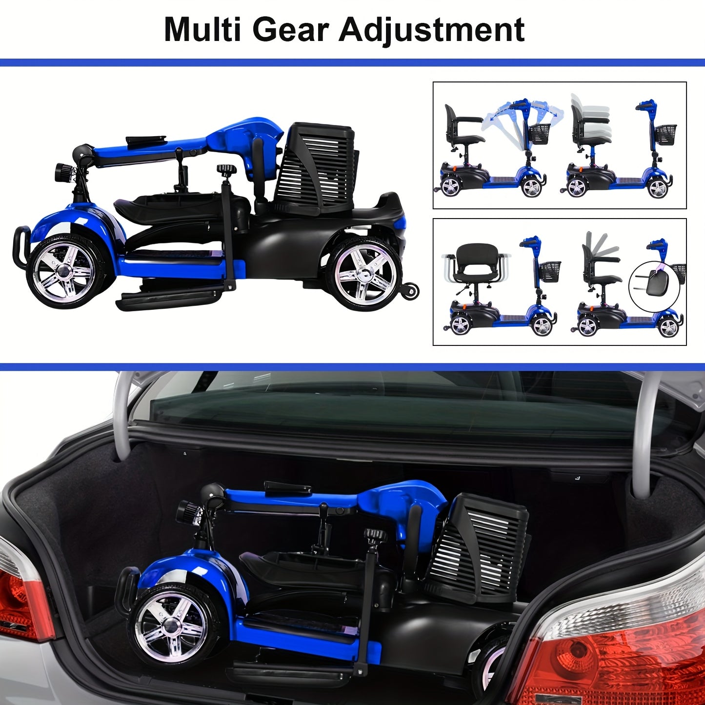 All-Terrain Foldable Mobility Scooter for Adults - 250W High-Speed Motor, 14-Mile Range, 265lbs Capacity, Large 8" Wheels with Shock Absorption, LED Headlight & Horn, Basket & Cup Holder - Grass, Gravel, Hills, Lawns, Sidewal
