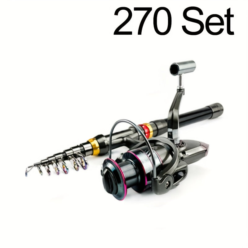Carbon Fiber GHOTDA New Fishing Rod Combo - Includes 1 Telescopic Rod, 1 Spinning Reel, Foldable Fishing Rod, Suitable for Saltwater & Freshwater Fishing