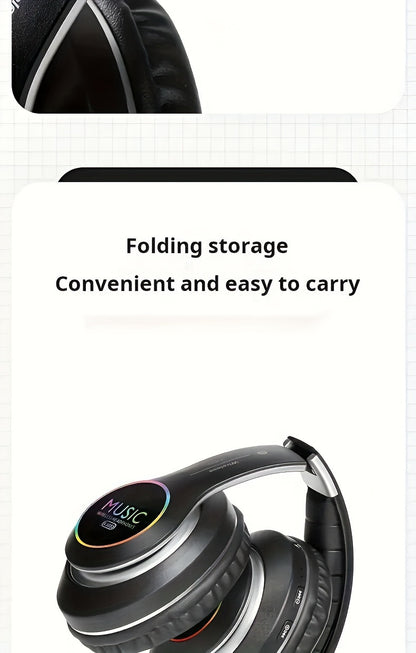Wireless Noise Cancelling Headphones, Wireless Earbuds with Deep Bass, Lightweight Foldable Headphones with Built-in Microphone, for Work Laptops, Mobile Phones, On-head Gaming Headphones, Compatible with Android/iOS, Father'