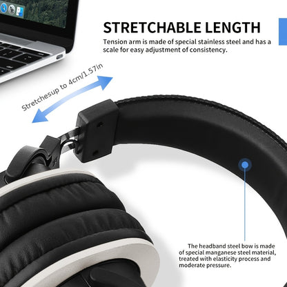 HP60 Professional DJ Monitor Headphones Closed-Back Headphones with 3.5mm + 6.35mm Plug, Rich High Treble, Suitable for DJs, Recording Studios, and Music Production Equipment, Studio Headphones, Closedback Design, Durable Hea