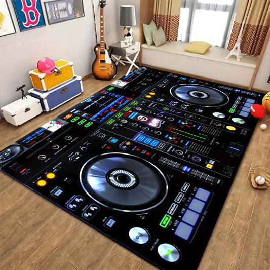1pc Music Fan Mat - DJ-Inspired Non-Slip Mat with Vibrant DJ Equipment Design, 100% Polyester, Machine Washable, Perfect for Bedroom, Living Room, or Studio Decor, Gift for Hip Hop Lovers, Dormitory Floor Covering | Modern Ma