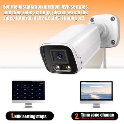 POE gun camera, 8-megapixel camera, full-color night vision, human body detection and one-way audio, outdoor video surveillance camera, RTSP/108°/2.8/mm, IP67 metal shell camera, wired network port connected to NVR, Christma