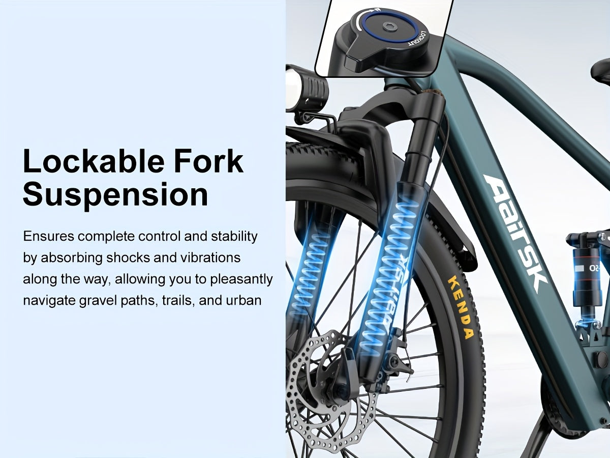 Aairsk Electric Bike 26inch, 25Mph Speed & Peak 748W Motor, 40 Miles Range &13Ah/10Ah Removable Battery, 21-Speed & Dual Suspension, Adult Teen Ebike Electric Mountain Bike, Electric Bike for Women, Electric Bikes for Men, Da
