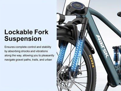 Aairsk Electric Bike 26inch, 25Mph Speed & Peak 748W Motor, 40 Miles Range &13Ah/10Ah Removable Battery, 21-Speed & Dual Suspension, Adult Teen Ebike Electric Mountain Bike, Electric Bike for Women, Electric Bikes for Men, Da