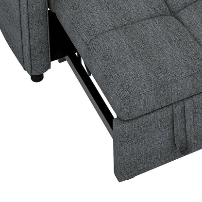 Sablyme 3-in-1 Convertible Sleeper Chair Sofa Bed, Convertible Sofa Bed with Pull- Out Bed, Adjustable Pull-Out Sleeper with Multi-Pocket Folding Design, Linen Fabric Sofa with Side Storage Pockets And Adjustable Backrest, fo