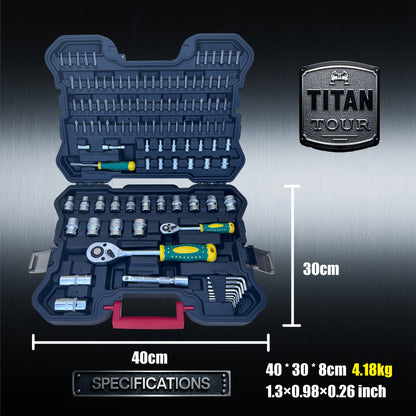 Industrial Tools/Sockets And Socket Wrench Sets, 230/115 Professional Tool Sets, Ratchet Wrench Sets, Torque Wrenches, 1/2 Inch * 1/4 Inch * 3/8 Inch Drive Depth And Standard Sockets, Suitable for Car And Bicycle Repair Tools