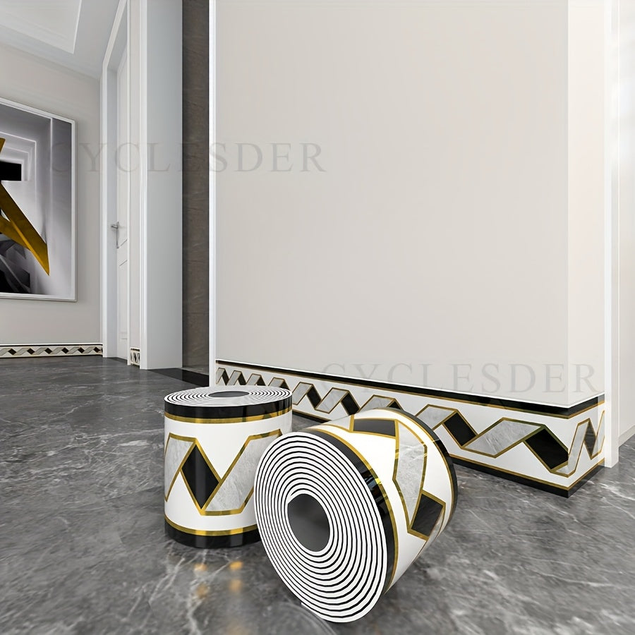 1 Roll, 197 inches x 3.94 inches, Large Roll Thickened Version, European Style Marble Tile Panel Wallpaper, Self-Adhesive PVC Faux Brick, Peel and Stick, DIY Removable No Residue, Waterproof, Wear-Resistant, Long Lifespan, Be