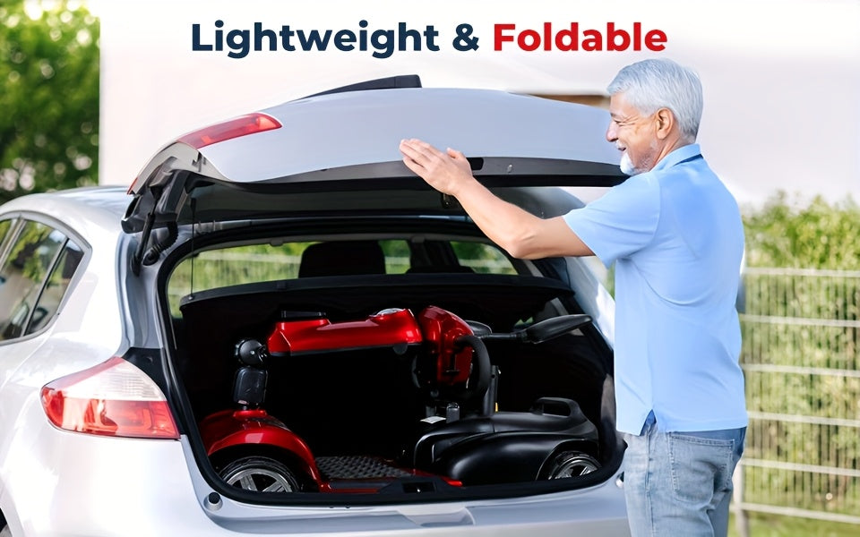 All-Terrain Foldable Mobility Scooter for Adults - 250W High-Speed Motor, 14-Mile Range, 265lbs Capacity, Large 8" Wheels with Shock Absorption, LED Headlight & Horn, Basket & Cup Holder - Grass, Gravel, Hills, Lawns, Sidewal