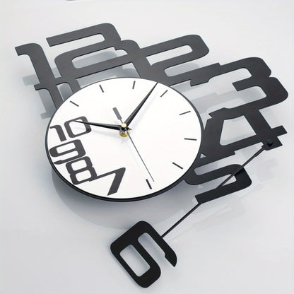 1pc Modern Minimalist Creative Metal Wall Clock, Silent Non-Ticking, Irregular Shape, Digital Display, AA Battery Powered, with No Battery Included, for Living Room, Kitchen, Bedroom, Dining Room, and Office Decor, Ideal for