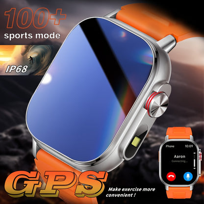 Sports Extra Large Screen GPS Smart Watch, 2.01-inch Outdoor Multifunctional, LED Flashlight, Compass, Barometer, High Quality, HD Wireless Calling, Message Synchronization Reminder, Health Monitoring, Sleep Monitoring, 100+