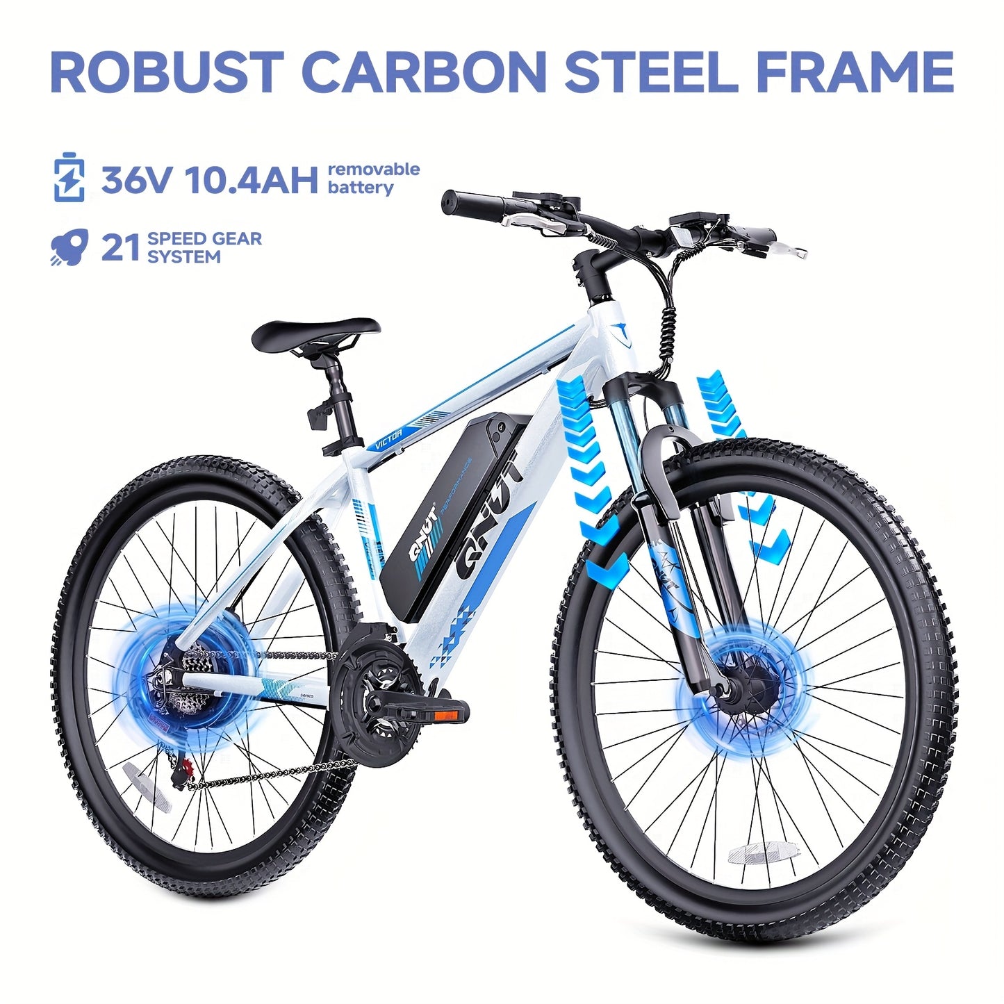 Victor 26" Electric Bike for Adults, Electric Mountain Bike with 36V 10.4Ah Removable Battery, Cheap And E-Bike for Men & Women, Suitable for Commuting Exercise, Meeting Complex Terrain Riding Needs And Enjoying Leisure Time