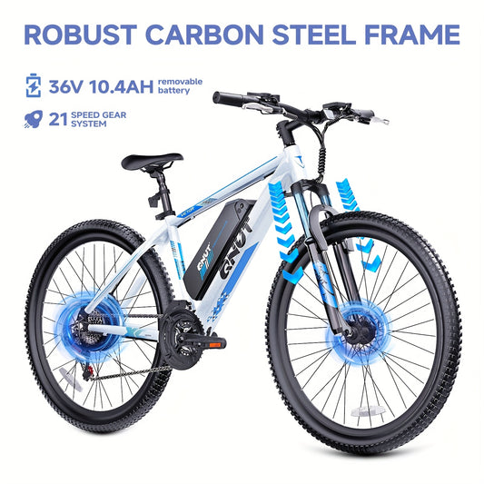Victor 26" Electric Bike for Adults, Electric Mountain Bike with 36V 10.4Ah Removable Battery, Cheap And E-Bike for Men & Women, Suitable for Commuting Exercise, Meeting Complex Terrain Riding Needs And Enjoying Leisure Time