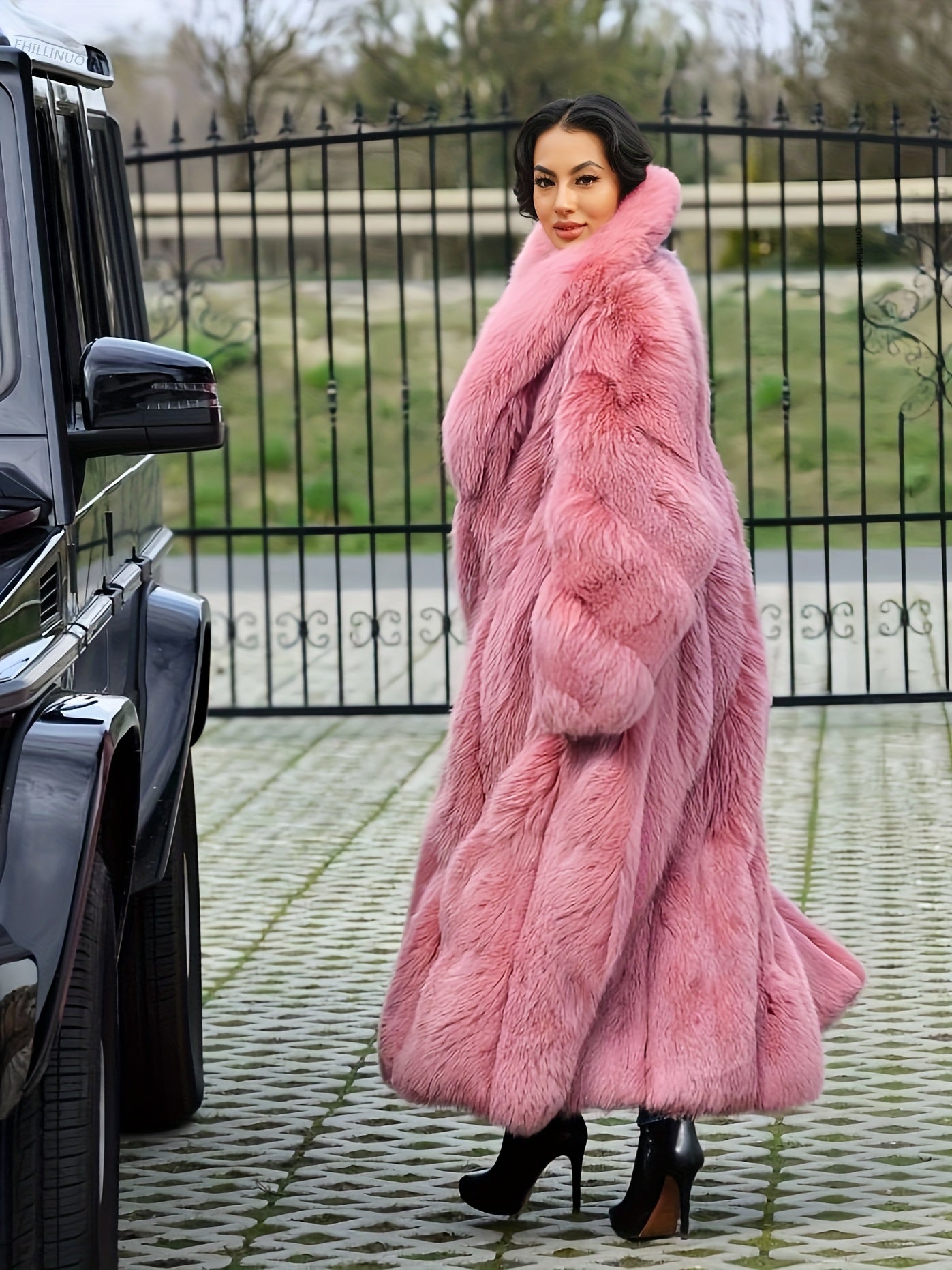FHILLINUO Chic Women'S Faux Coat | Long Length, Solid Color, Single Breasted, with Pockets, Comfortable and Warm for Fall/Winter