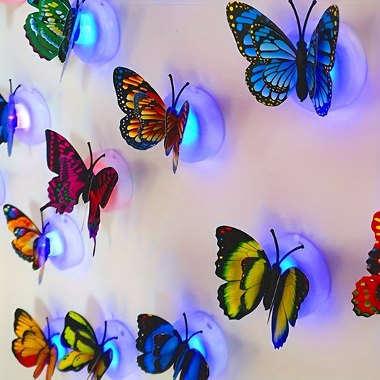 30 LED Butterfly Decorations for Night Lights, 3D Butterfly Stickers for Wall Lights, Colorful Butterfly Light Wall Stickers, Suitable for Bedrooms, Parties, Weddings, Living Rooms, Magical Forest Decorations, Parties, Christ