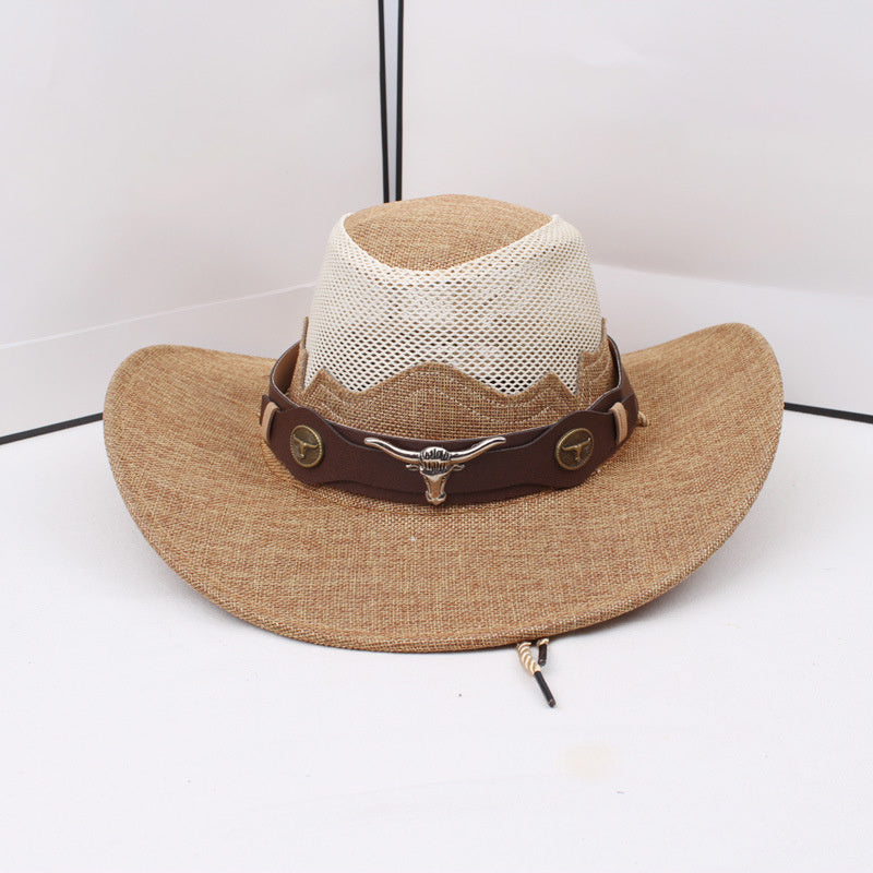 1pc Western Cowboy Hat - Lightweight Wide Brim Sun Protection, /BrownRed, for Western, Festival, Everyday, Themed Parties - Unisex Cowboy Hat for Men & Women - Ideal Western Costume Accessory Gift, Festival Gear