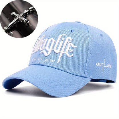 Two-piece "one hat and one decorative necklace" combination, new youth hip-hop baseball cap, exquisite embroidery adjustable lightweight and breathable travel, travel, size, and holiday gifts best choicesuitable for men and w