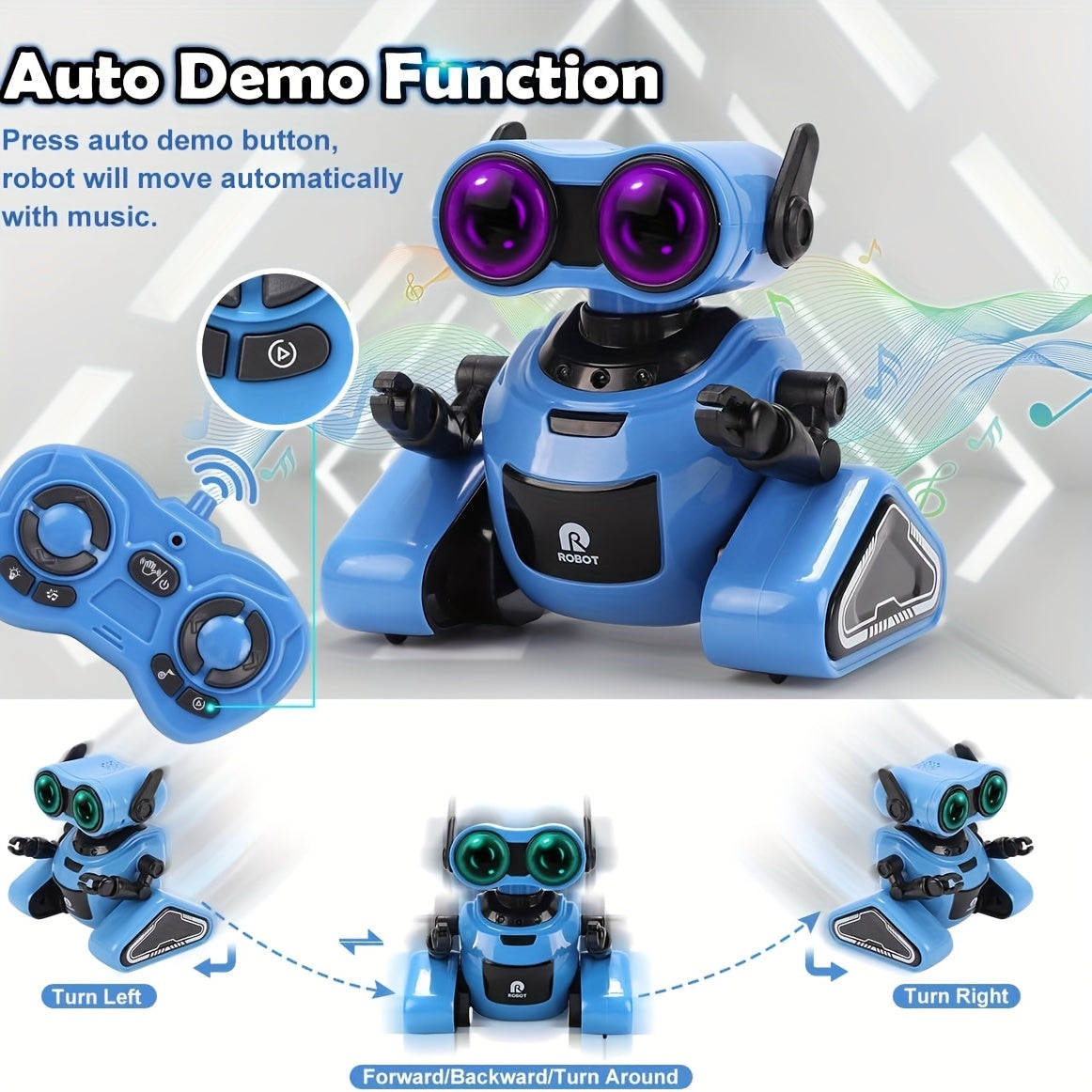 STEM RC Robot with Dance & Music, Smart Interactive Boys & Girls, Blue & Black Kids Dancing Robot,, Ideal Gift for Boys & Girls 3-6 Years Old, Robot Dog, Robot Puppy, Robot Pet, Dog Robot, Robot Jouet, Robotic Dog, Interactiv