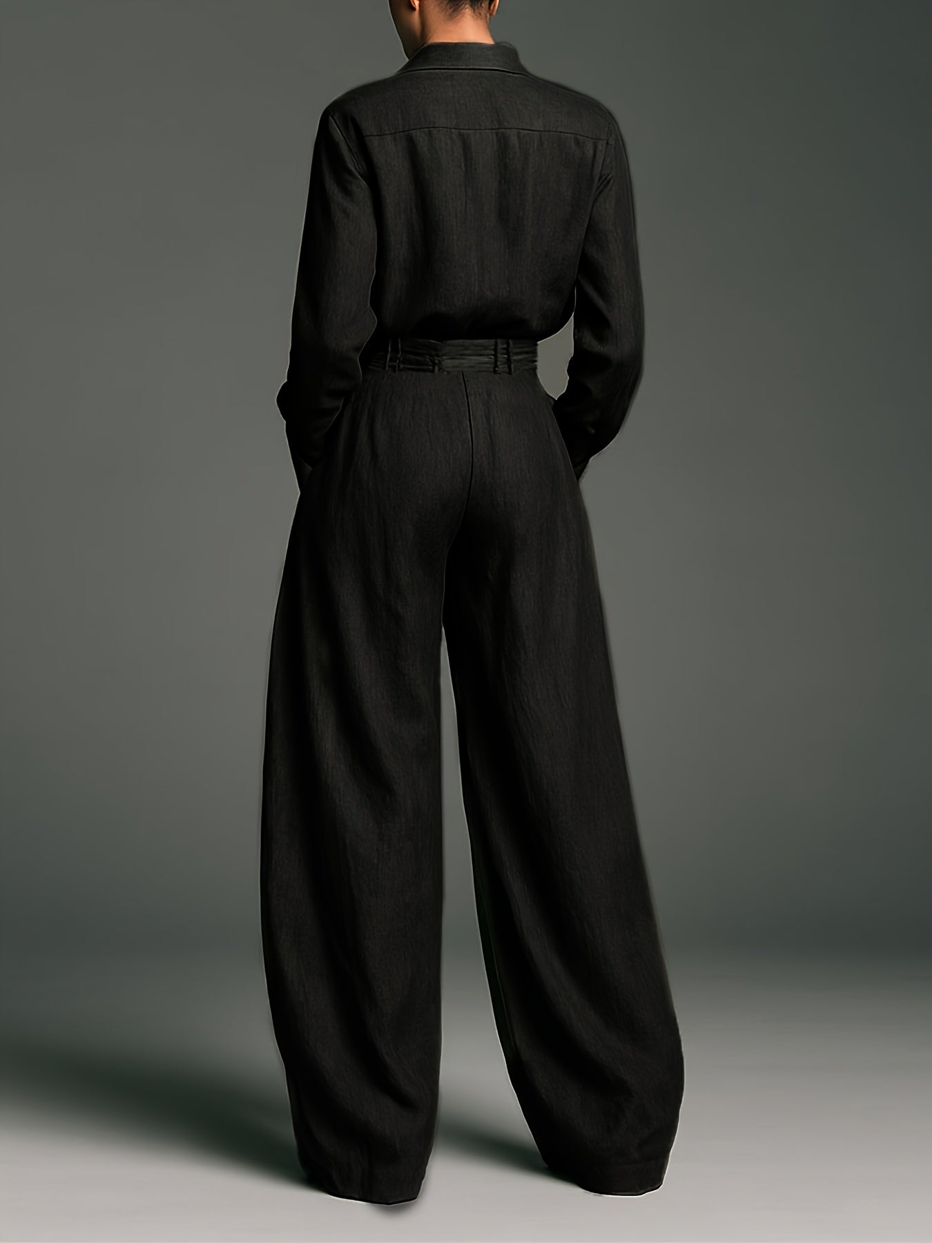 Early Autumn Women'S Fashion Two-Piece Set | Solid Color Shirt and Pants with Casual Style and Fake Buttons Detail
