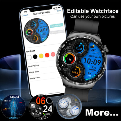 Coiusor new Men's business smart watch 1.53 inches, mobile phone sync information, wireless call, IP68 waterproof 100+ sports modes, outdoor sports fitness tracker, three watch bands, Men's gifts can connect to iPhone and And