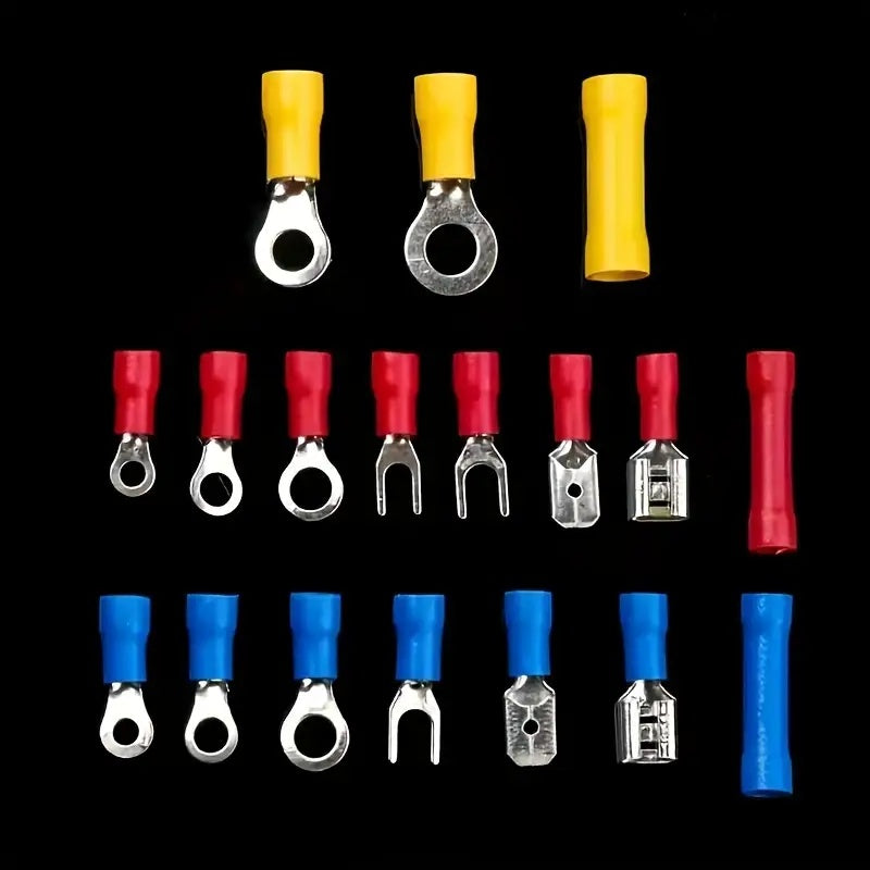 300pcs Electrical Wire Crimp Connector Kit Featuring Insulated Copper Terminal Blocks With Ring, Fork, And Spade Connectors. Ideal For DIY Wiring And Repairs, This Kit Operates In Uncharged Power Mode And Contains No Electron