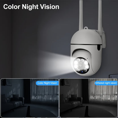 [Wi-Fi PTZ Night Vision Camera] 2.4GHz Wi-Fi 360° PTZ 1080P Night Vision Monitor - Home Security Camera with Intelligent Motion Detection, Alarm Push, Two-Way Audio