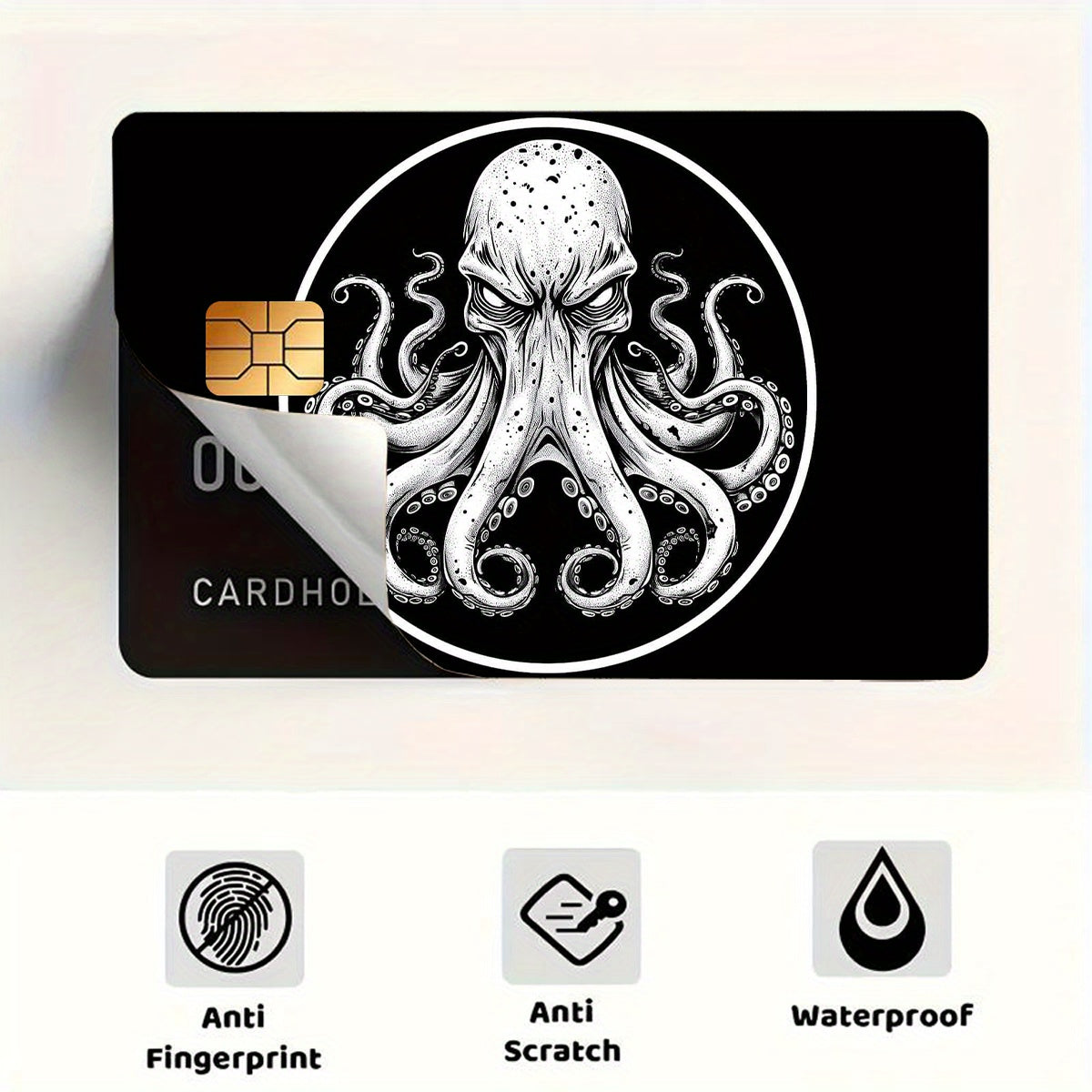 Simple Octopus Pattern Sticker Set, Durable Privacy Stickers Made of PVC Material, Suitable for Credit Cards, Transit Cards, Debit Cards, Keys, and More Uses, Protects Bank Cards, Ideal as Party Favors and Holiday Gifts