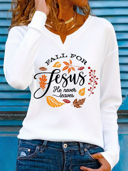 Women'S V-Neck T-Shirt - Fall Inspirational Christian Faith Apparel & Fall Leaves Design, Soft Everyday Church Outfit Essential for Women, Casual Wear & Seasonal Fashion, Autumn Theme Shirt, Comfortable Fit Shirt, Faithbased