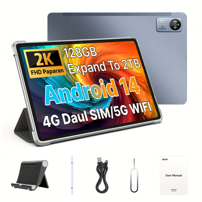 SUXI 2025 New 4G LTE Android 14 Tablet with Calling Capabilities, 10.1-inch FHD In-cell Screen, Octa-core Chip, 12GB RAM + 128GB Storage (expandable Up to 2TB), 5G Wi-Fi, Dual Cameras. Suitable for Gaming, Office Work, Studyi